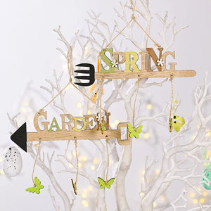 Spring Garden wooden sign with butterflies and garden tool accents.