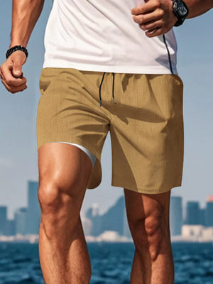 Red Men's Drawstring Casual Shorts