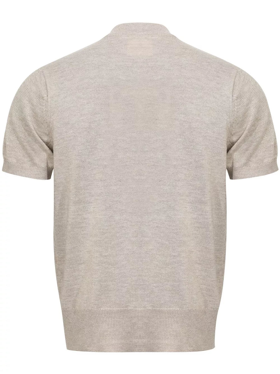 Men's Mock Neck Short Sleeve Knit Top in Khaki, view 11