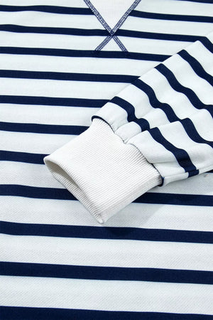 Striped Stand Neck Long Sleeve Sweatshirt option 7