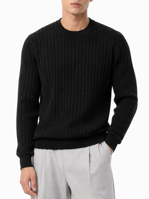 crewneck sweater in Brown with ribbed and ribbed