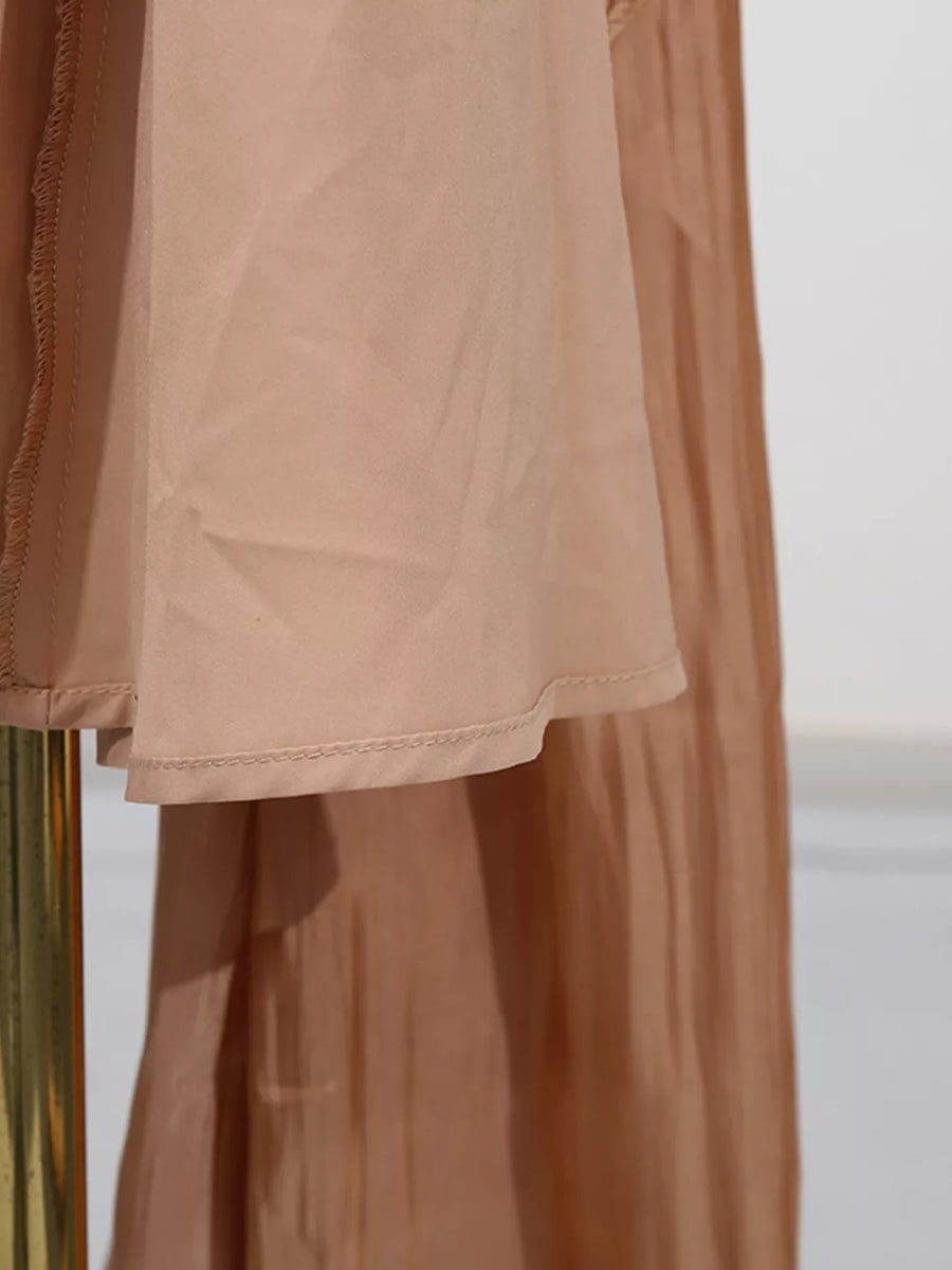 Halter Neck Ruched Maxi Dress in Champagne, view 13