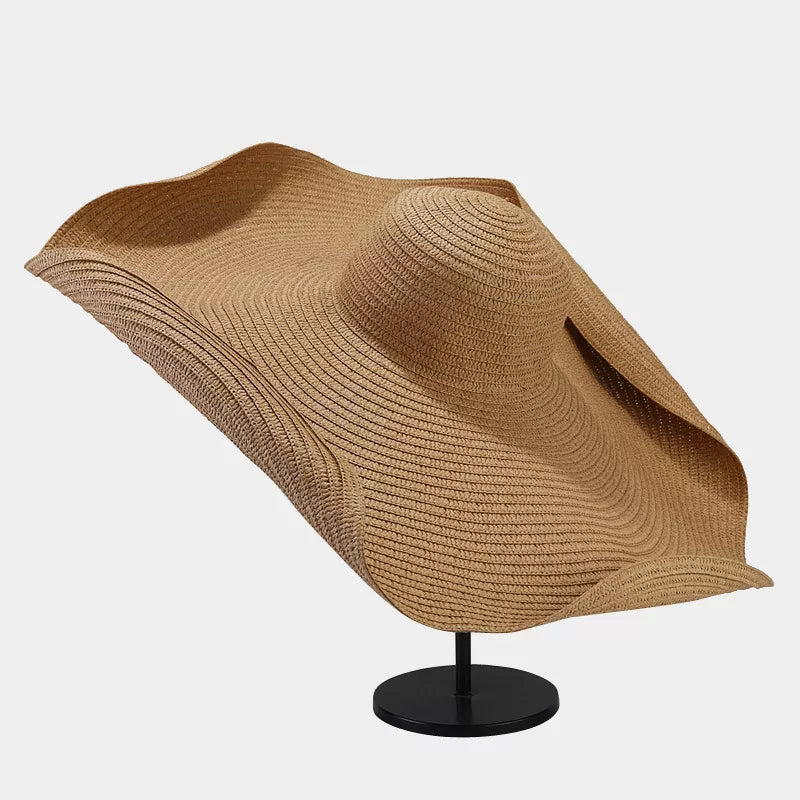 straw weaving Imported Size &amp hat in Green with oversized silhouette