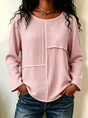 Dark Blue blouse with pullover and patchwork