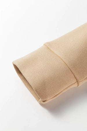 camel sweatshirt with eyelet placket and long sleeve