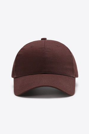 Brown cotton twill baseball cap with adjustable strap