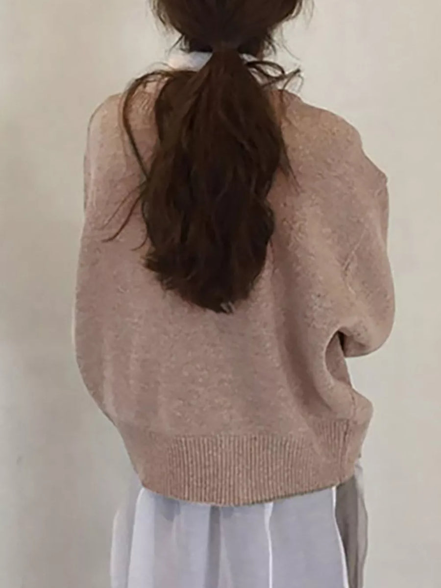 modern cardigan in Black with crew neck