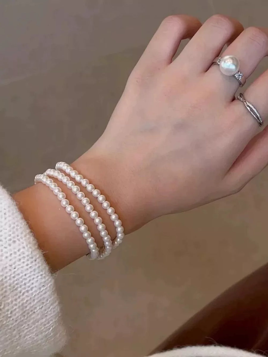 bracelet featuring geometric in Silver with Synthetic Pearl,Alloy,Zircon Care instructions: Avoid wearing during exercise, a