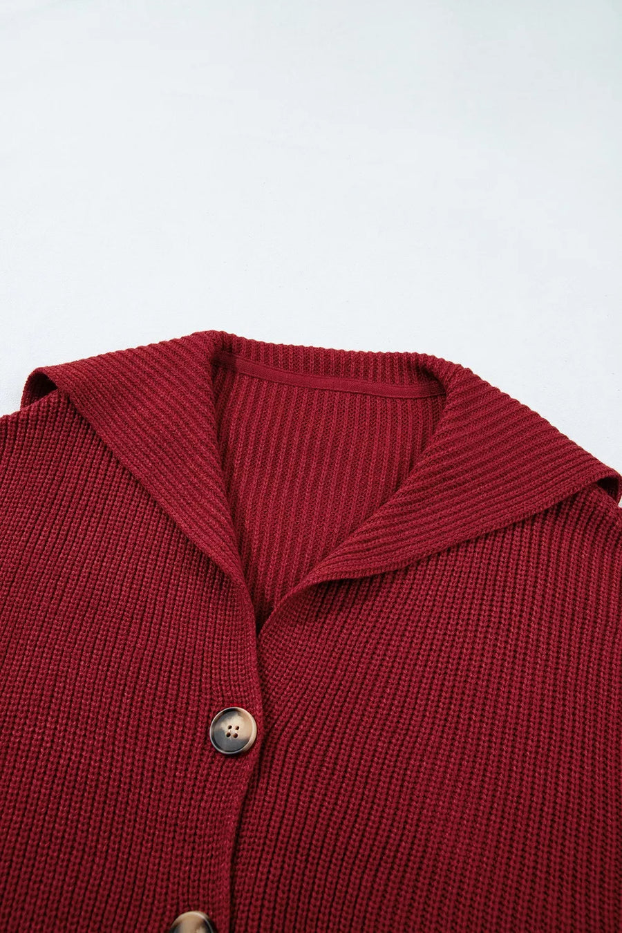 Burgundy oversized cardigan with collared