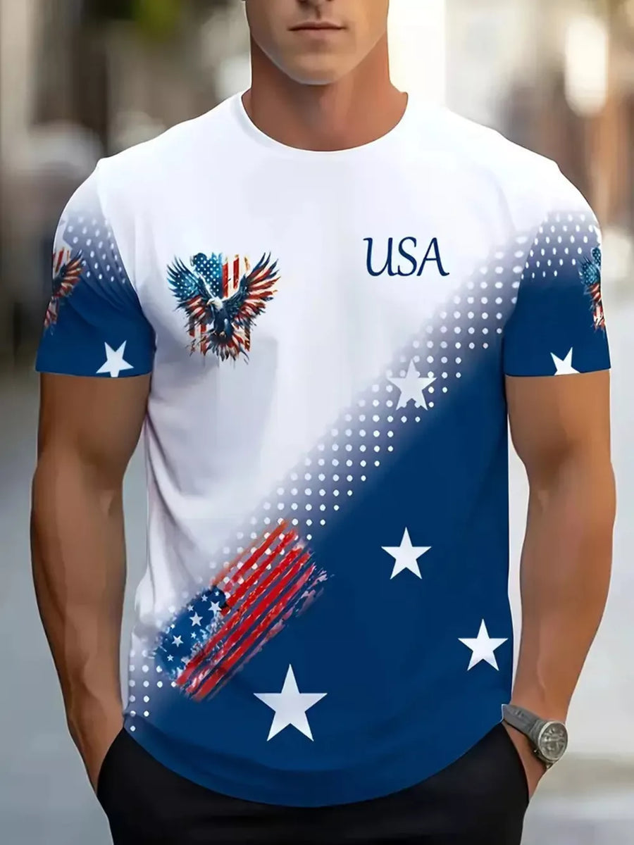 Cerulean Men's Patriotic Eagle Usa Graphic T-shirt Plus Size