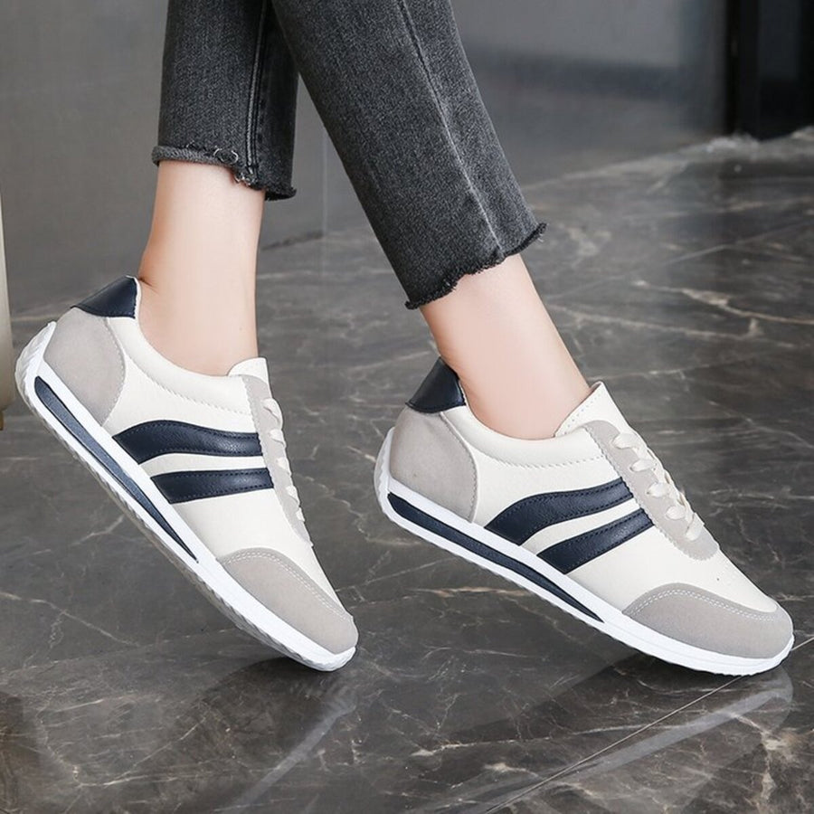 Perforated Round Toe Lace Up Sneakers in white with round toe