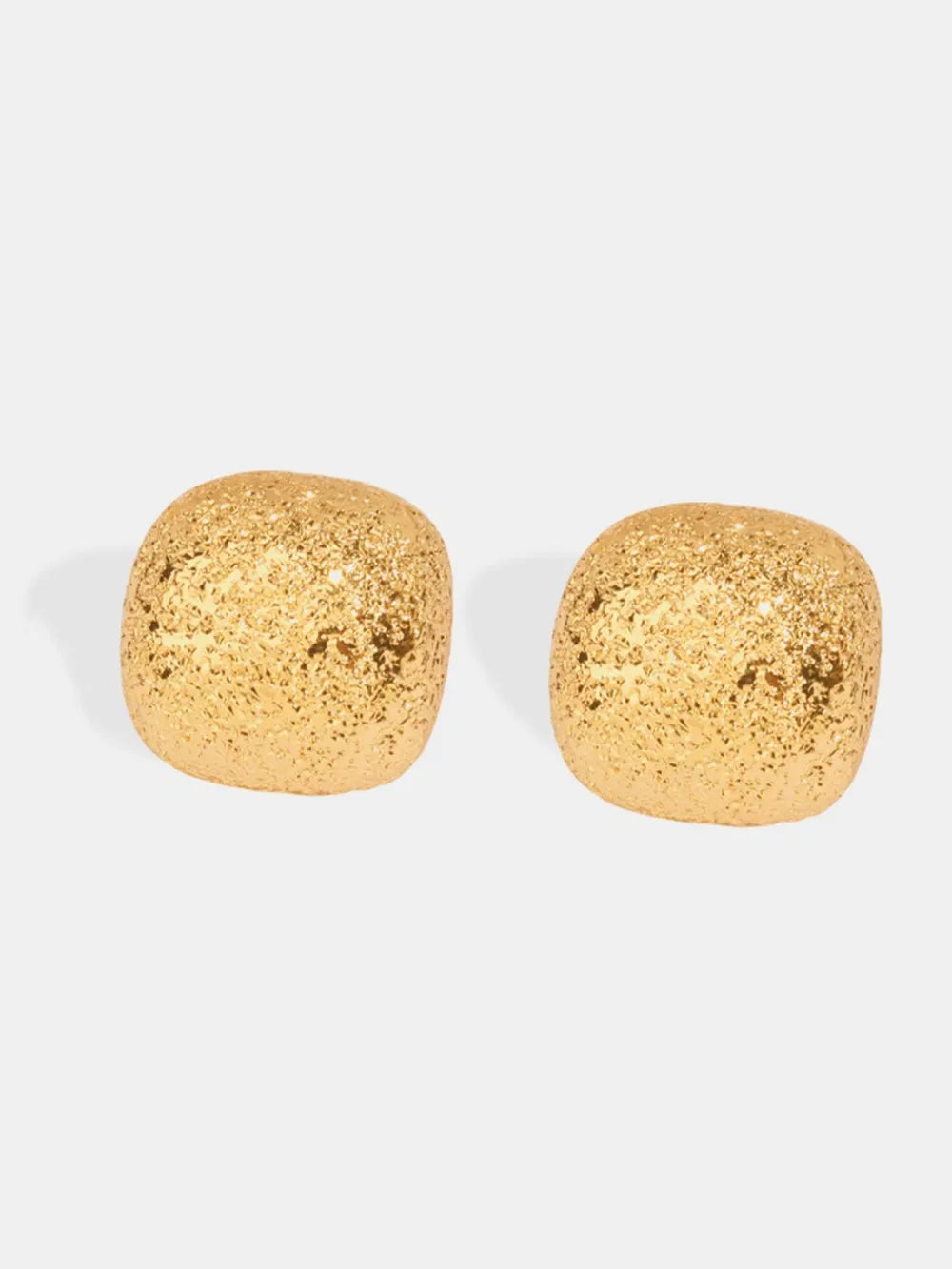 Textured gold cube earrings with a hammered finish.