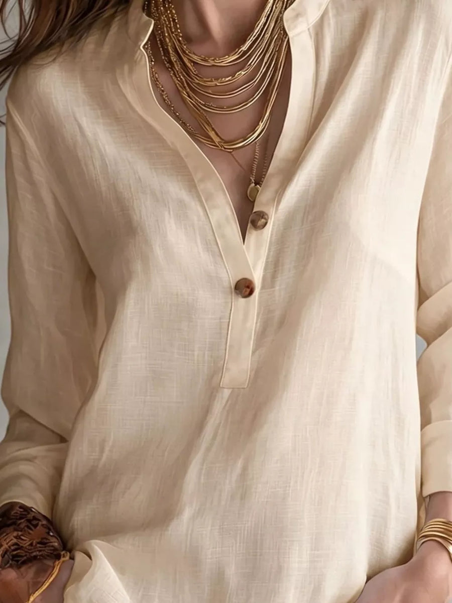 Gold relaxed blouse with mandarin collar