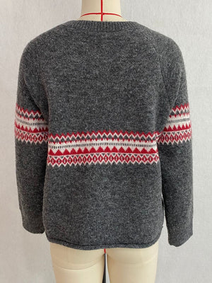 Dark Brown relaxed cardigan with round neck