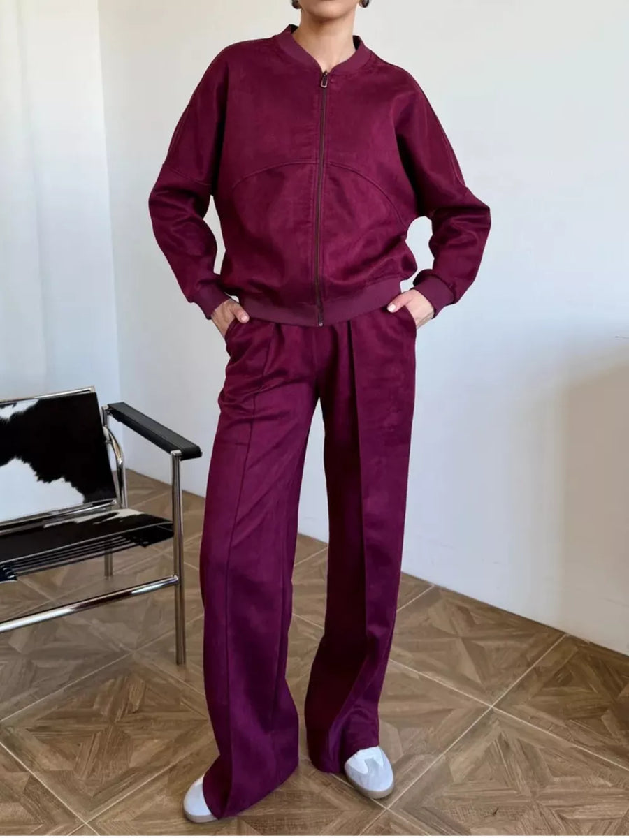 Apricot lounge set with seam detail and long sleeve