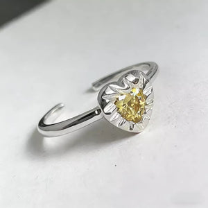 ring featuring heart-shaped in yellow with 925 sterling silver,Zircon Care instructions: Avoid wearing during exercise, as
