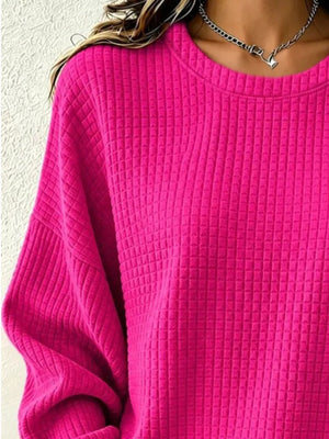 sweatshirt in Black with waffle-knit and hip-length