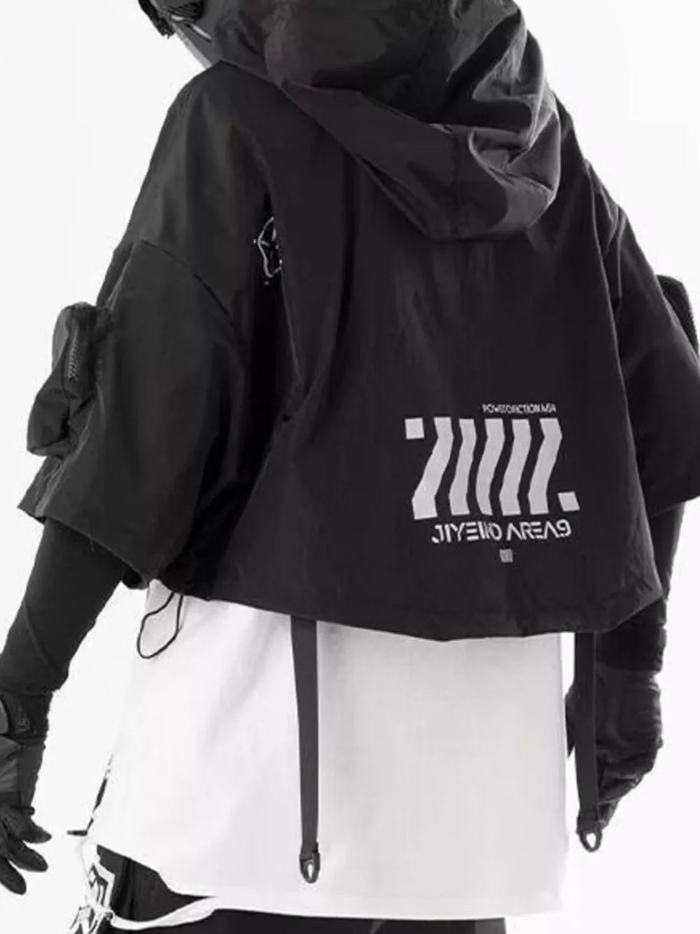 Black Men's Oversized Cropped Hoodie
