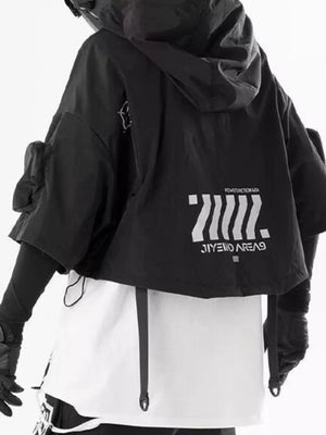 Black Men's Oversized Cropped Hoodie