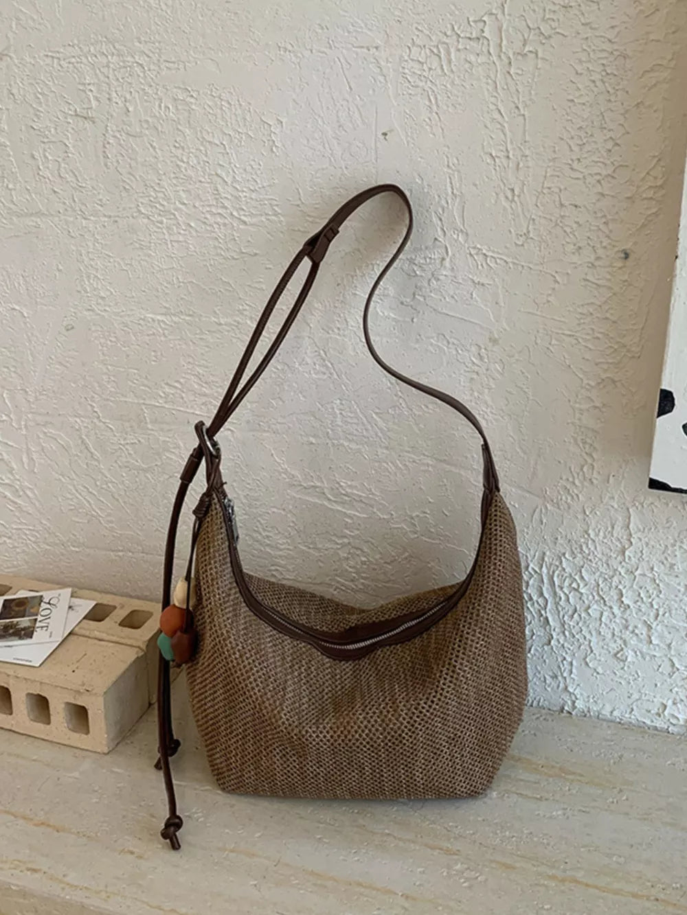 Polyester, knit fabric Imported Size &amp handbag in Brown with relaxed silhouette