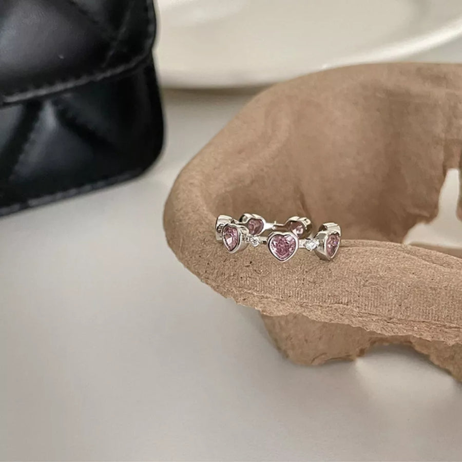 ring featuring heart motif in Silver with Platinum-Plated,925 sterling silver,Zircon Care instructions: Avoid wearing duri