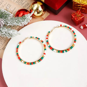 red earrings featuring beaded and beaded