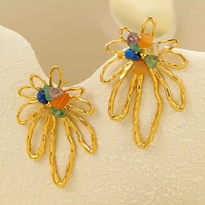 18K Gold-Plated,Natural stone,Stainless Steel Care instructions: Avoid wearing d earrings in green with straight silhouette