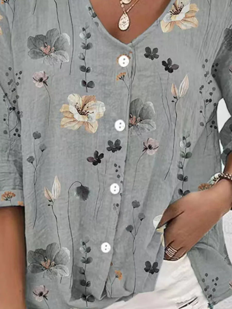 button-down shirt featuring floral in Black with 100% polyester Care instructions: Machine wash cold texture