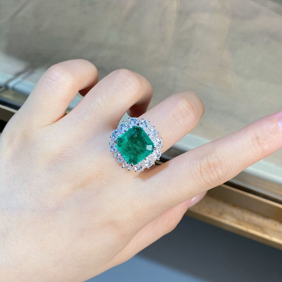 925 Sterling Silver Green Zircon Ring in Green with zircon stones