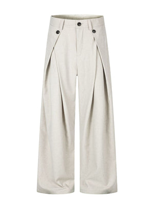 wide-leg pants in cream featuring buttoned and wide-leg fit