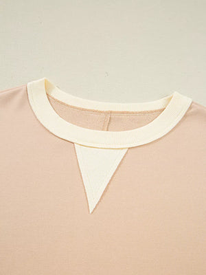 Color Block Textured Patchwork Pullover Sweatshirt option 8