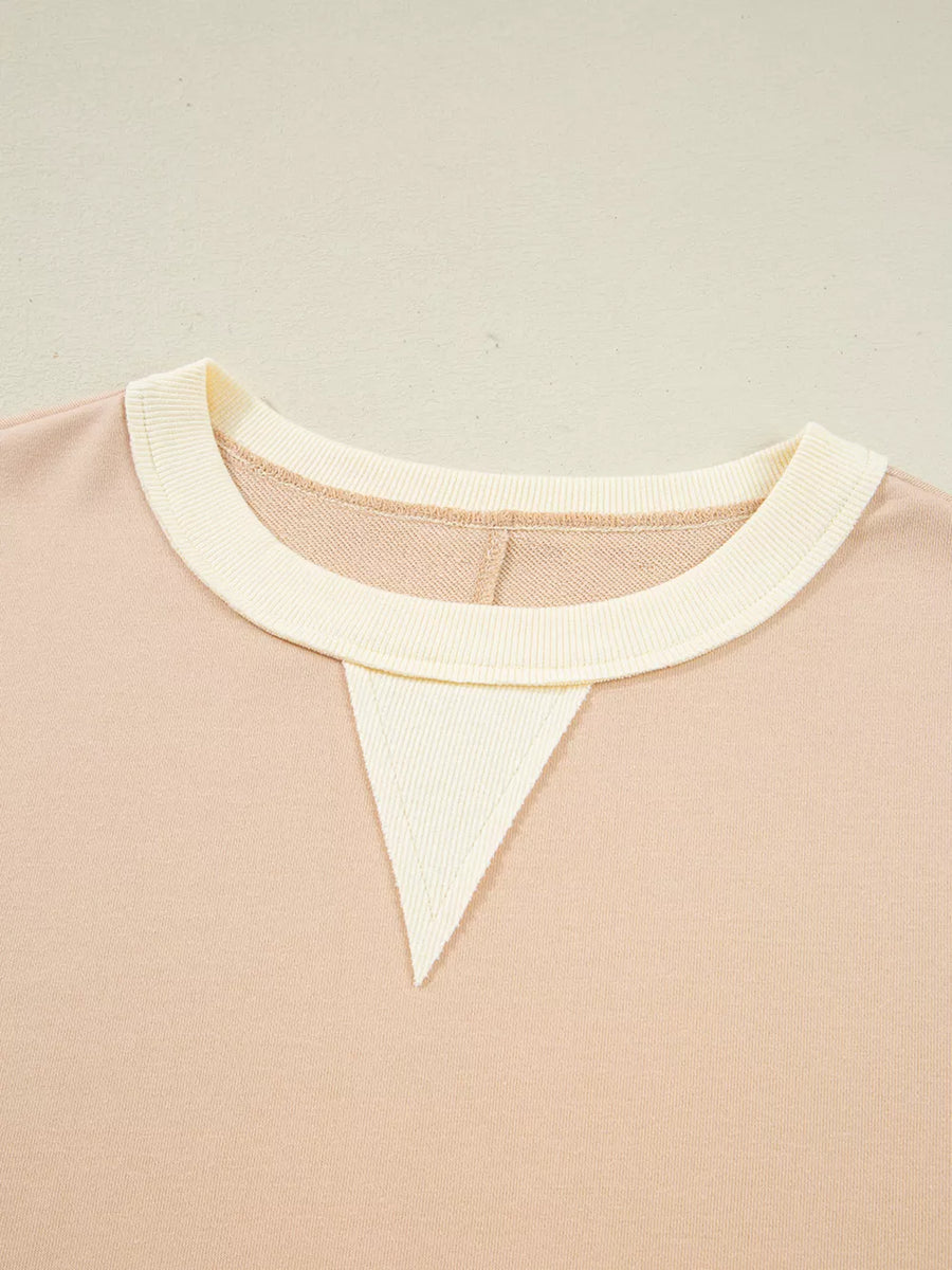 Color Block Textured Patchwork Pullover Sweatshirt option 8