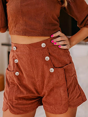 100% polyester Care instructions: Machine wash cold shorts in Terracotta with A-line silhouette