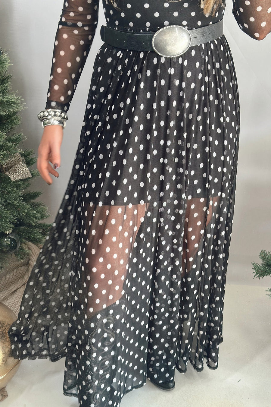 100% polyester Care instructions: Machine wash cold maxi dress in Black with A-line silhouette