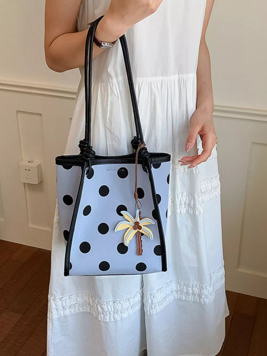 Black with Polka Dot Shoulder Bag in Black
