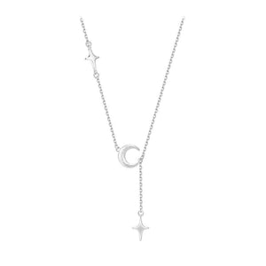 necklace in silver with celestial and star charm