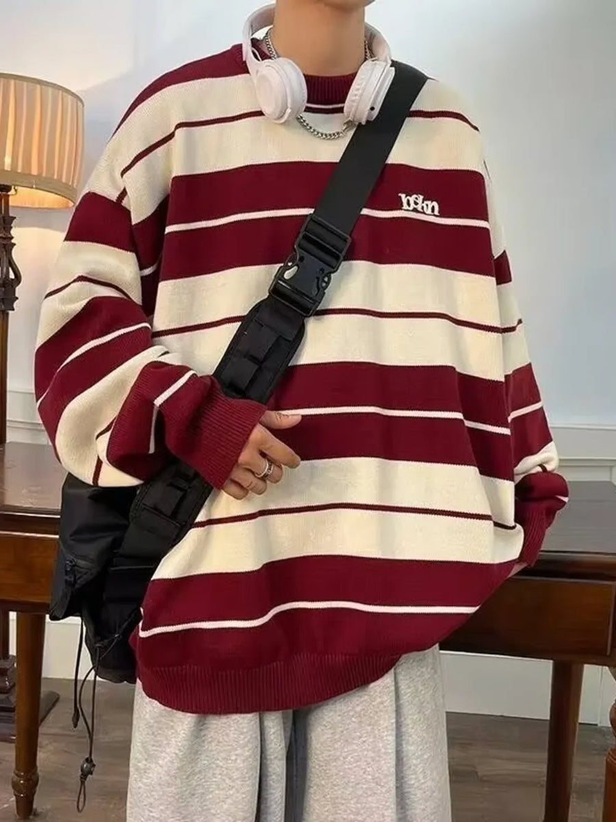Burgundy Men's Dropped Shoulder Long Sleeve Sweater