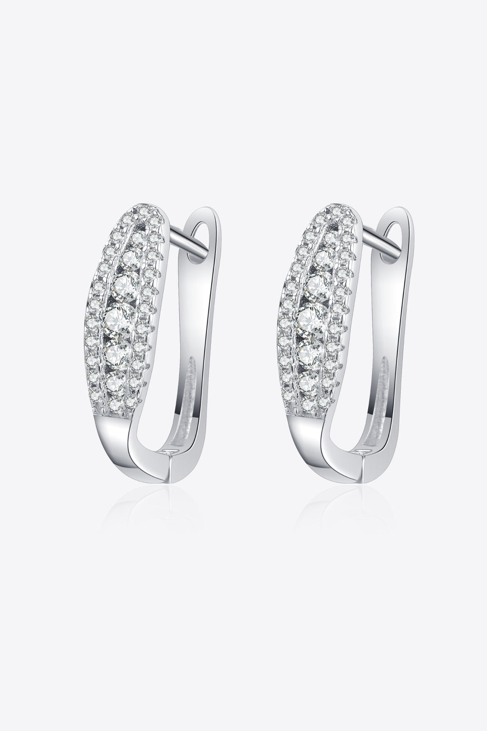 Silver pavé hoop earrings with clear stones