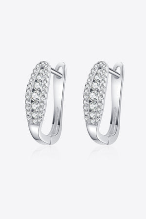 Silver pavé hoop earrings with clear stones