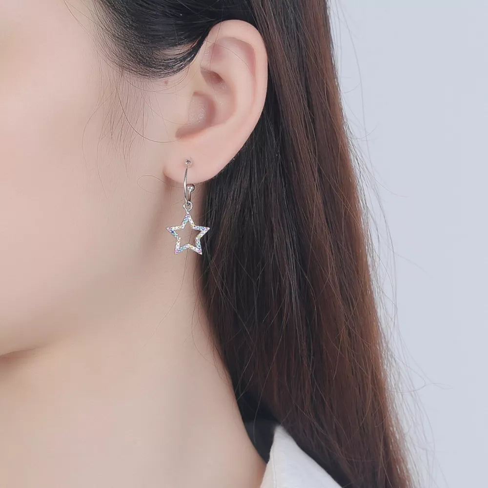 earrings in silver featuring rhinestone embellishment and straight fit