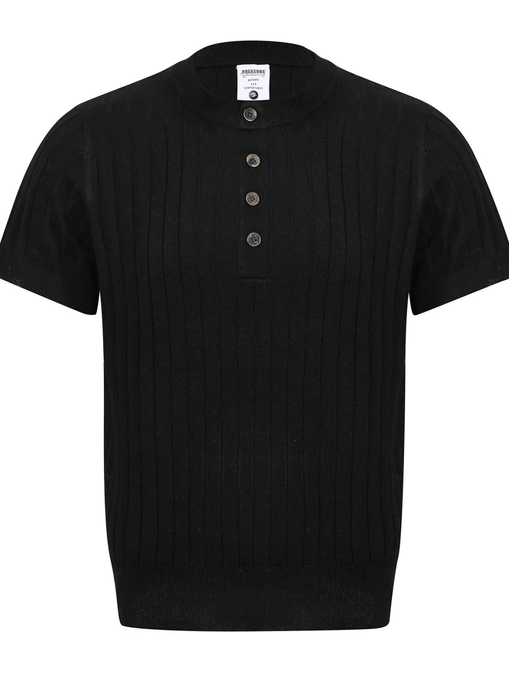 Men's Short Sleeve Ribbed Henley Top in Apricot