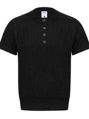 Men's Short Sleeve Ribbed Henley Top in Apricot
