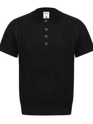 Men's Short Sleeve Ribbed Henley Top in Apricot