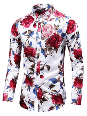white button-down shirt with floral and collared