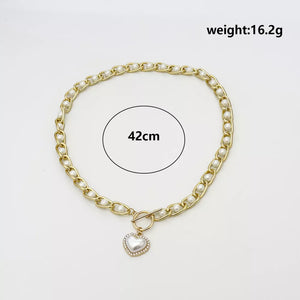 Chunky Pearl And Heart Pendant 18k Gold-plated Necklace option 8