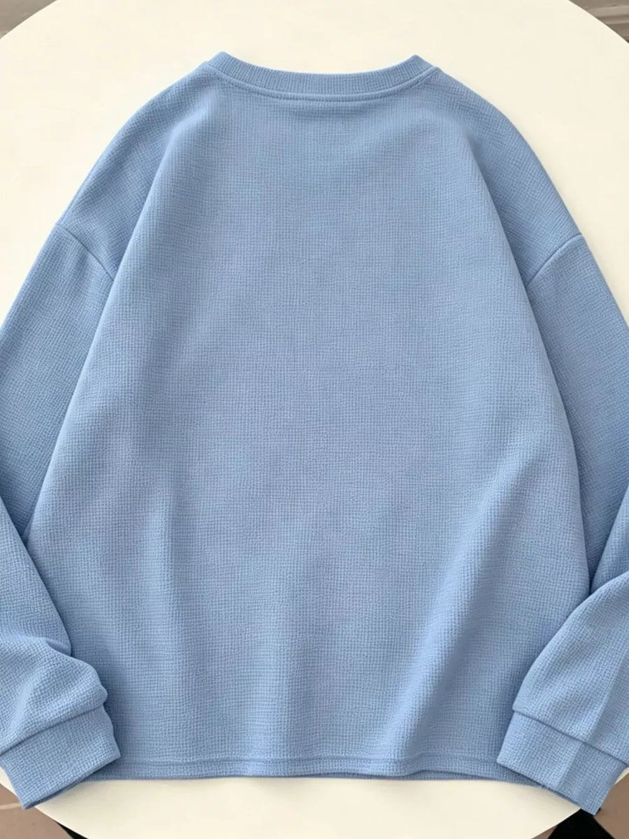 Blue Crew Neck Long Sleeve Sweatshirt