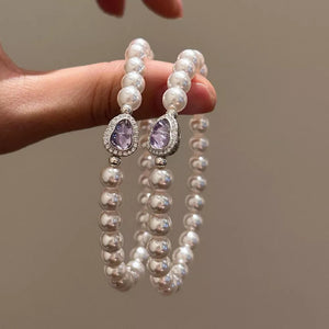 Synthetic Pearl,Crystal,Zircon Care instructions: Avoid wearing during exercise, bracelet in Lilac with regular silhouette