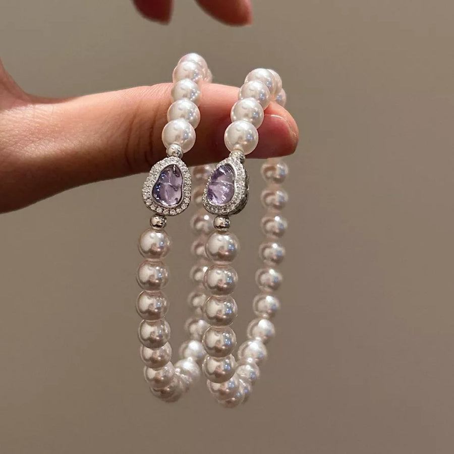 Synthetic Pearl,Crystal,Zircon Care instructions: Avoid wearing during exercise, bracelet in Lilac with regular silhouette