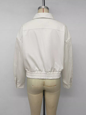 Cropped Faux Leather Jacket option 8