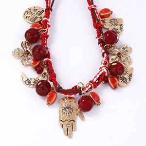 18K Gold-Plated, Zinc alloy, Rope Care instructions: Avoid wearing during exerci necklace in dark red with fitted silhouette